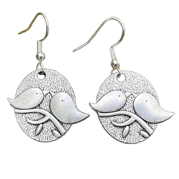 Love Bird Drop Earrings Antique Silver - Picture 5 of 5